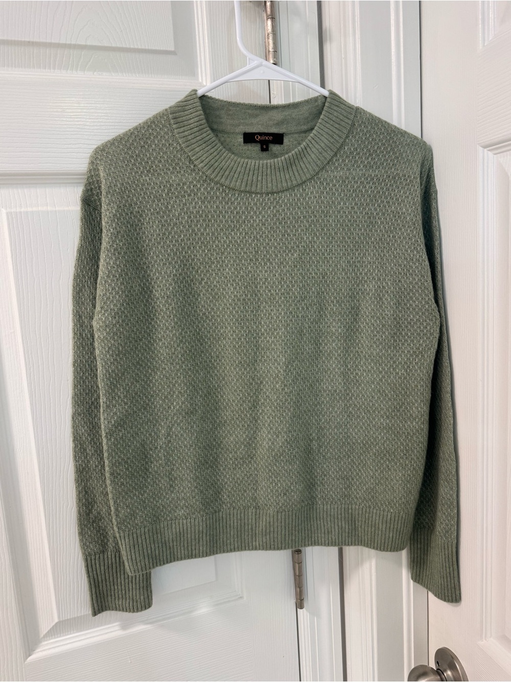 Quince Baby Alpaca-Wool Diamond Stitch Crew longsleeve size small green - Picture 5 of 6